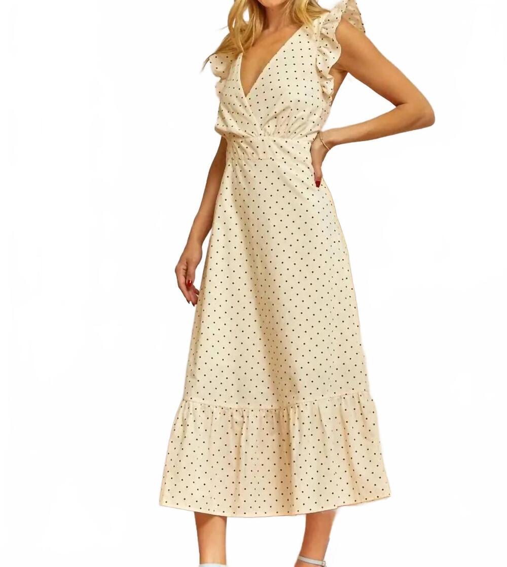 NEW ANDREE BY UNIT polka dot maxi dress in beige